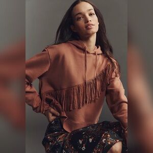 Pilcro Rust Fringe Hoodie